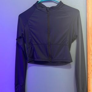 Shein medium cropped navy blue zipper sweatshirt